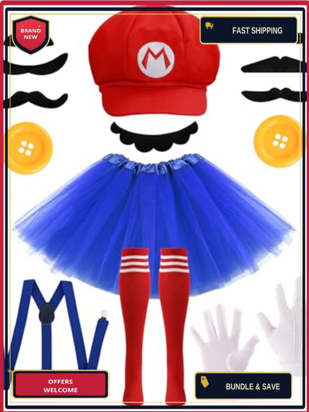 Halloween Costume Accessory Set Cosplay Party Adult Women 7 Pieces